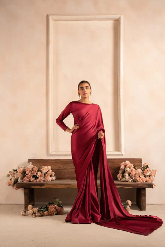 Stitched Long Pallu Silk Saree With Blouse,Petticoat (6 Colours)