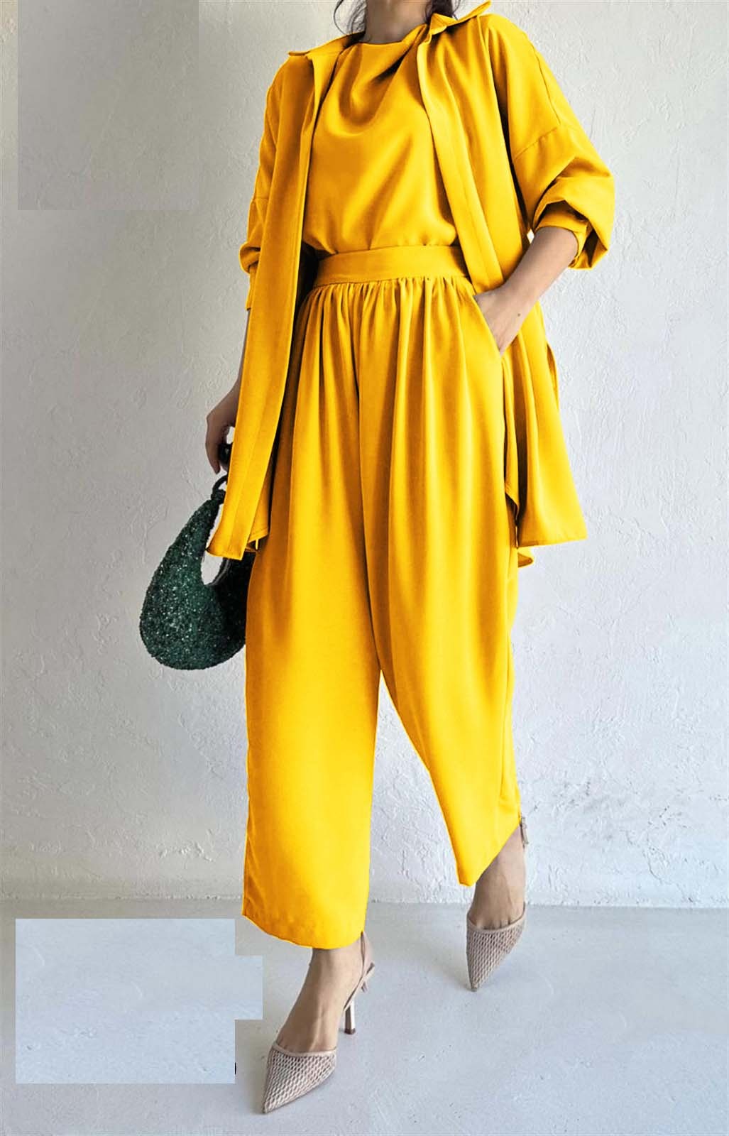 JumpSuit Style 3Pc Coat With Inner With Stylish Belt Trouser (7 Colours)