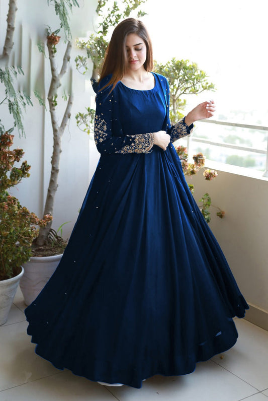 3PC Pulse Gown With Embroidery Gown
